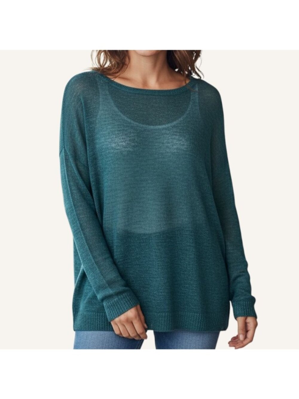 NWT Linen Sweater Small Marine Green Lightweight New J.Crew Classic Casual